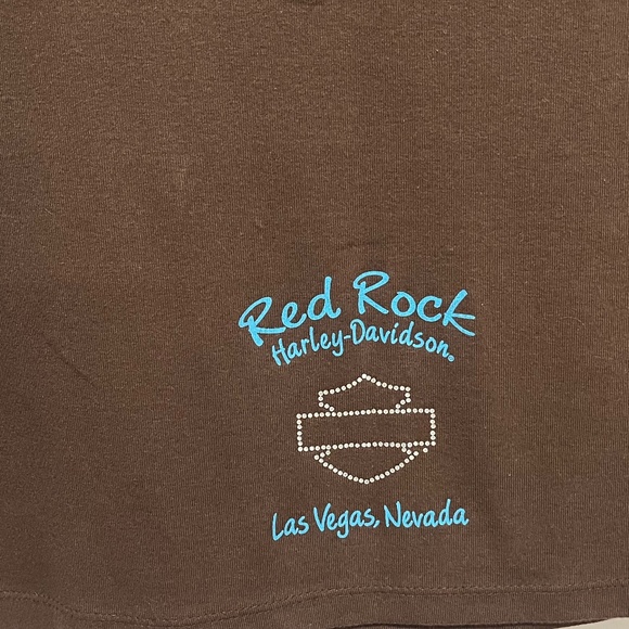 Harley Davidson Tank Top, Rhinestone, Las Vegas, Brown & Teal, Size XXL NWOT - Picture 4 of 6